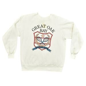 VTG 80's Medallion Men's White Cotton Pullover Sweater L Great Oak Bay Racquet